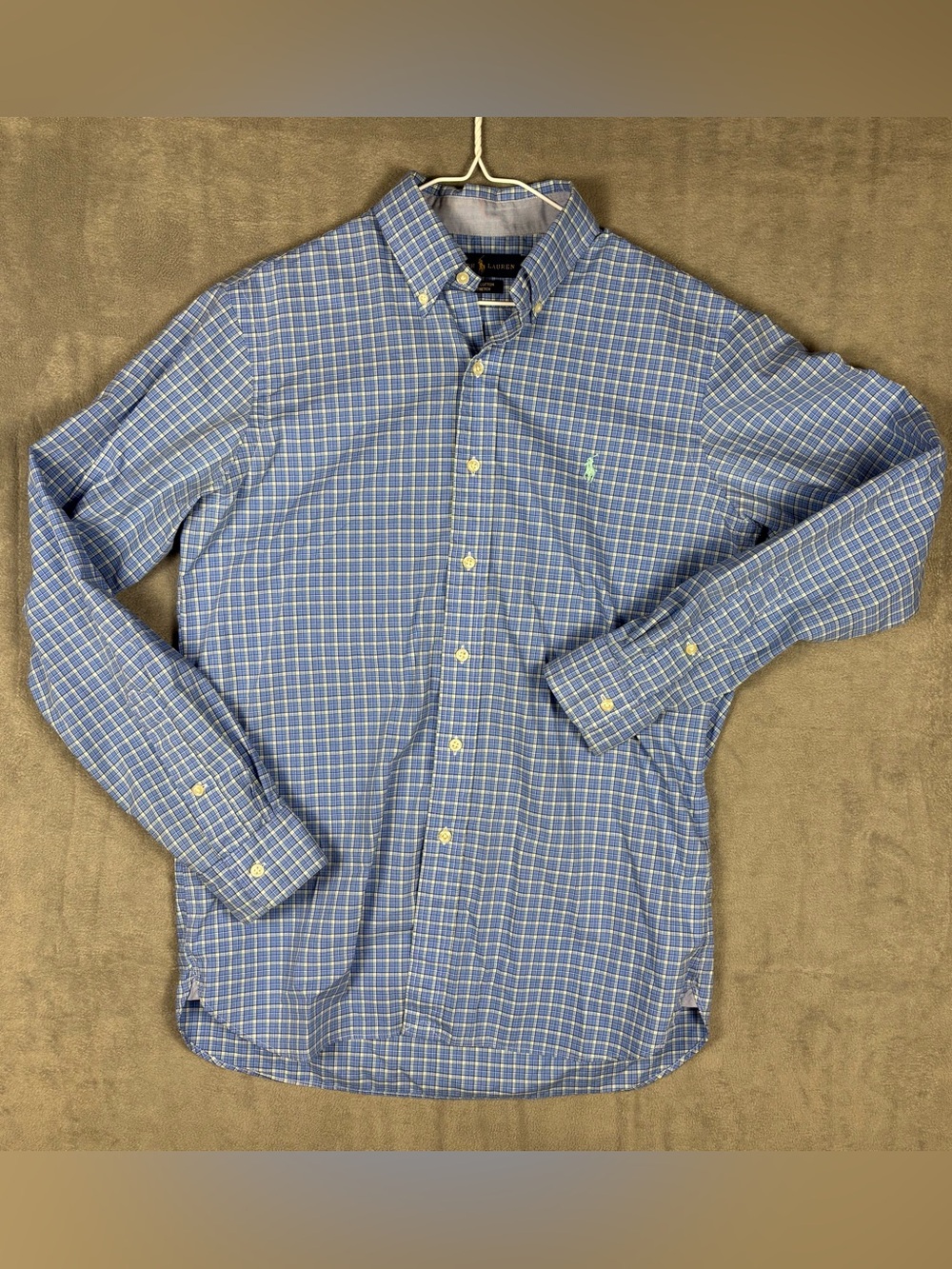 Polo Ralph Lauren Mens Small Blue Plaid Long Sleeve Button Down Stretch Shirt